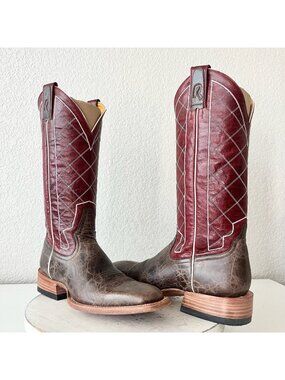 Rod Patrick Mens Cowboy Boots Brown Mocha Bison Leather Square Toe Western 9A